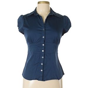 Banana Republic Navy Short Sleeve Blouse
